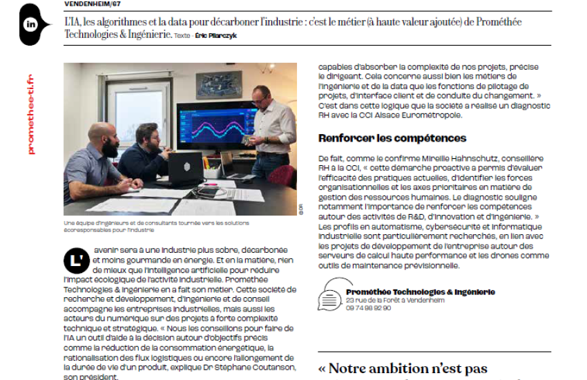 Visuel de l'article Point éco CCI sur Prométhée T&I